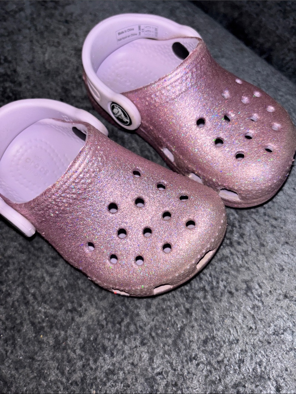 CROCS Kids Glitter Clogs in Sparkling Light Pink